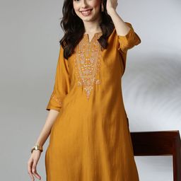 Anouk Women Ethnic Motifs Embroidered Regular A-Line Kurta-image-4