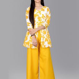 kachhot Yellow Poly Georgette Clothing Set-image-78