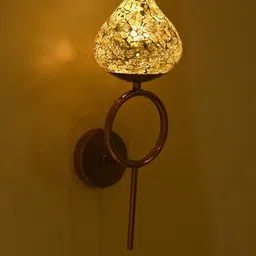 SOMIL White & Gold-Toned Printed Glass Cylinder Shaped Wall Lamp-picture-9