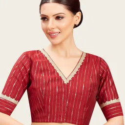 Studio Shringaar Foil Printed V-Neck Saree Blouse-image-87