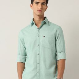 AD By Arvind Men Slim Fit Solid Spread Collar Pure Cotton Casual Shirt-picture-1