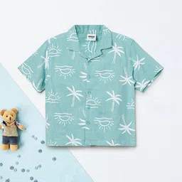 max Boys Floral Printed Spread Collar Cotton Shirt-57