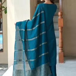 SANISA Women Ethnic Motifs Yoke Design Regular Thread Work Kurta with Trousers & With Dupatta image 5