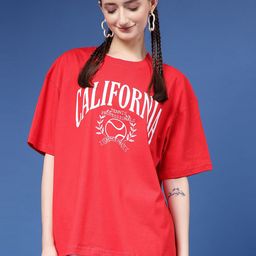 Popster Women Printed Drop-Shoulder Sleeves Pure Cotton T-shirt-image-93