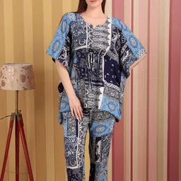 DARVI Printed Notch Neck Kaftan Tunic & Trousers-picture-17