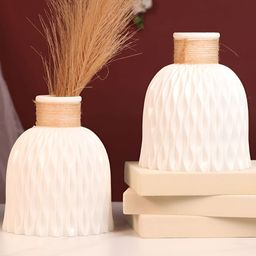 Art Street 2-Pcs White Textured Durable Twisted Geometric Flower Vase-image-90