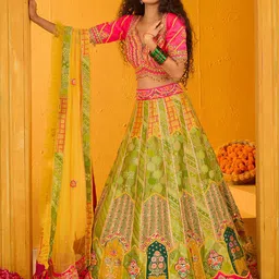 Koskii Embellished Mirror Work Ready to Wear Lehenga & Blouse With Dupatta image 4