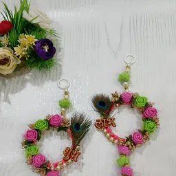 Sellplus 2-Pcs Red & Pink Wall Hanging Toran Festive Hanging-14