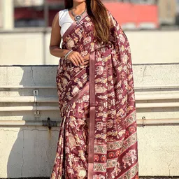 all about you Kalamkari Zari Tussar Saree-image-84