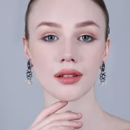 PUJVI Oxidised Silver-Plated Artificial Beads Beaded Contemporary Drop Earrings-28