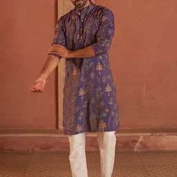 Jompers Men Floral Printed Solid Regular Knee Length Kurta with Pyjamas-50