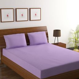 Myntra Elegant Homes Lavender Striped Pure Cotton 210 TC King Bedsheet Set 2.74 m x 2.74 m-image-43
