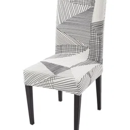 HOKIPO White & Black Printed 140 GSM Dining Table Chair Cover-image-26