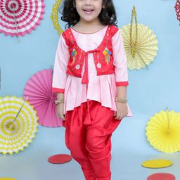 KID1 Girls Solid Kurti with Dhoti Pant & Jacket-image-82