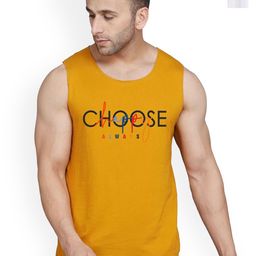 SLOWLORIS Pack Of 2 Printed Combed Cotton Gym Vests VSL26 CMB(CHS MUSTARD)(PLAIN WHITE)-image-66