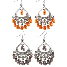 Creative Frogs Set Of 2 Silver Toned Oxidized Drop Earrings-21