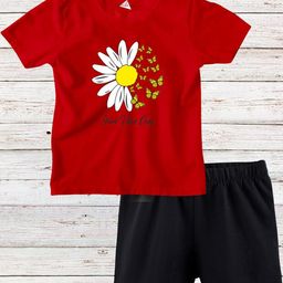 TRIANGLETEES Unisex Kids Printed T-shirt with Shorts-image-37