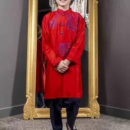 HOITY MOPPET Boys Printed Mandarin Collar Kurta With Pyjamas-picture-10