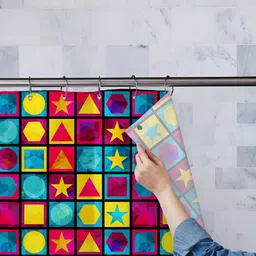 ArtzFolio Blue & Yellow Geometric Printed Waterproof Shower Curtains-image-68