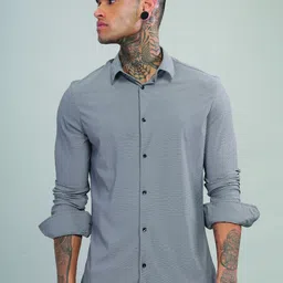 Blu MNKY Men Smart Slim Fit Casual Shirt-image-12