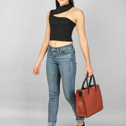 Label nyc apparel Ribbed High Neck Fitted Crop Top-image-93