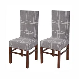 Yellow Weaves 2-Pcs Grey & White Printed Chair Cover-26