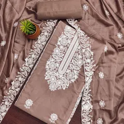 LeeliPeeri Designer Embroidered Unstitched Dress Material-image-69