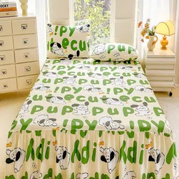 JC HOME Yellow & Green 140 TC Fitted Double King Bedsheet Set 1.80 m x 2 m-picture-21