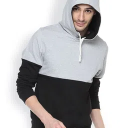 Campus Sutra Black & Grey Hooded Sweatshirt-picture-26