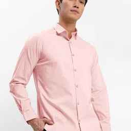 Beyoung Men Spread Collar Solid Cotton Slim Fit Casual Shirt-image-58