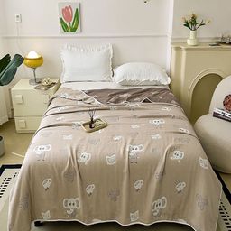 JC HOME Khaki & White Cartoon Characters AC Room 350 GSM Double Bed Quilt-image-53
