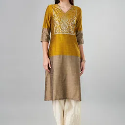 RANGMANCH BY PANTALOONS Ethnic Motifs Printed V Neck A Line Kurta-picture-50