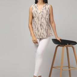 clobug Women Abstract Print V-Neck A-Line Top-image-14