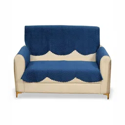 Fashion Throw Navy Blue Velvet 4 Piece Sofa Cover With Arms-image-76