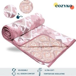 COZYKO Rust Printed AC Room 210 GSM Cotton Reversible Double Bed Dohar-image-10