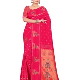 shree krishna fashion Woven Design Zari Banarasi Saree-image-97