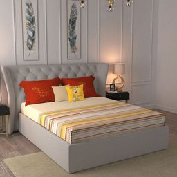 MYTRIDENT His & her Peach & Orange Striped 144 TC King Bedsheet Set 2.74 m x 2.74 m-image-72
