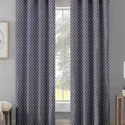 Aura Charcoal & White 2 Pieces Room Darkening Door Curtain-image-66