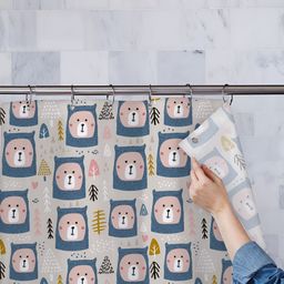 ArtzFolio Blue & Beige Printed Waterproof Shower Curtain-image-94