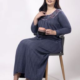 CHUI MUI Women Plus Size Embroidered Maxi Nightdress-image-51
