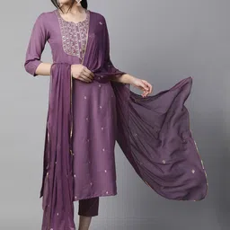 Anni Designer Women Floral Embroidered Regular Thread Work Kurta with Trousers & With Dupatta-image-73