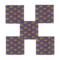HANDICRAFT PALACE 6Pcs Purple & Yellow Leopard Block Printed Cotton Dinner Table Napkins-0