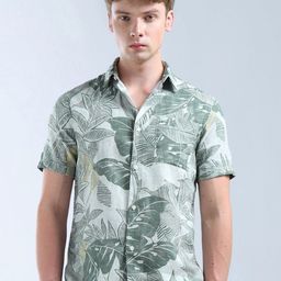 Flying Machine Men Classic Fit Spread Collar Floral Printed Cotton Casual Shirt-image-27