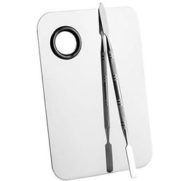 Khelni Stainless Steel Makeup Mixing Blending Palette With Spatula (Simple Mixing Pallete) image 1