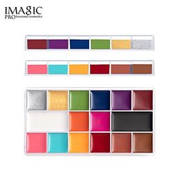 Beauty World Imagic Abstract Geometric 16 Color Face Paint Palette designed with a plastic transparent case. With safety ingredients, oil-based formula, creamy texture, and 16 pigmented and vibrant colors image 5