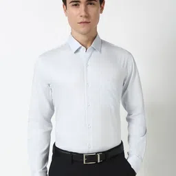 Peter England Men Spread Collar Textured Slim Fit Cotton Formal Shirt-image-39