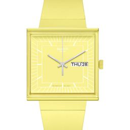 Swatch Unisex Square Dial & Ceramic Straps Analogue Watch SO34J700-36
