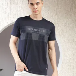 COBB Men Checked Round Neck Cotton T-shirt-picture-38