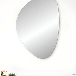 Home Centre Reflection Edge Transparent Oval Shape Glass Frameless Wall Mirror-12