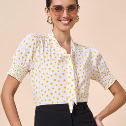 Style Quotient Women Polka Dot Printed Tie-Up Neck Top-picture-8
